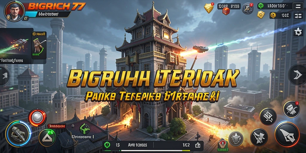 Screenshot gameplay BIGRICH77 menampilkan aksi menara yang epik dalam pertempuran.