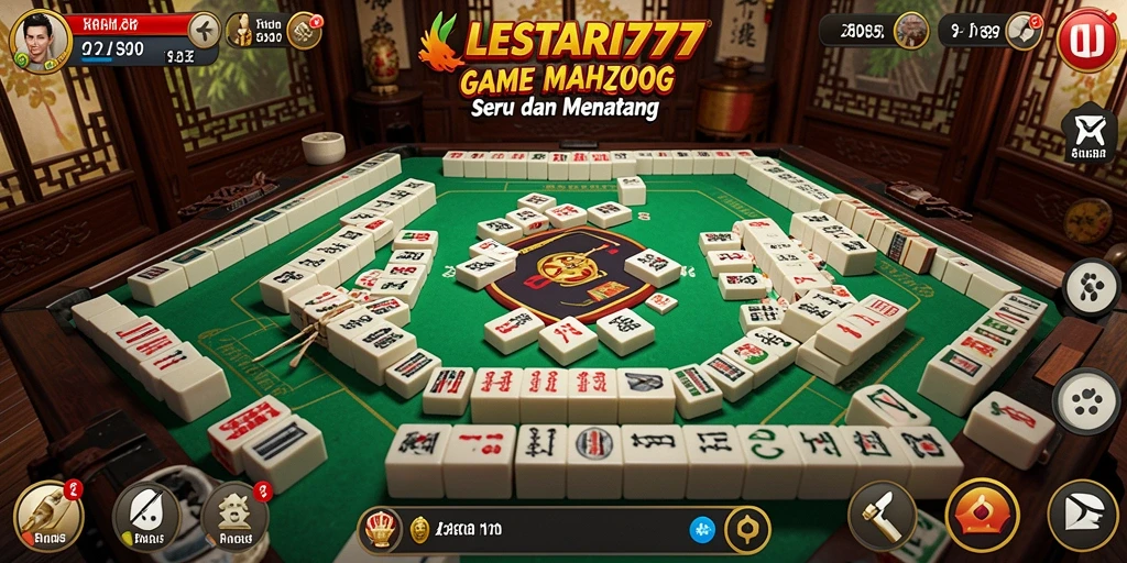 Tampilan gameplay seru LESTARI777 dengan ubin Mahjong berwarna-warni.
